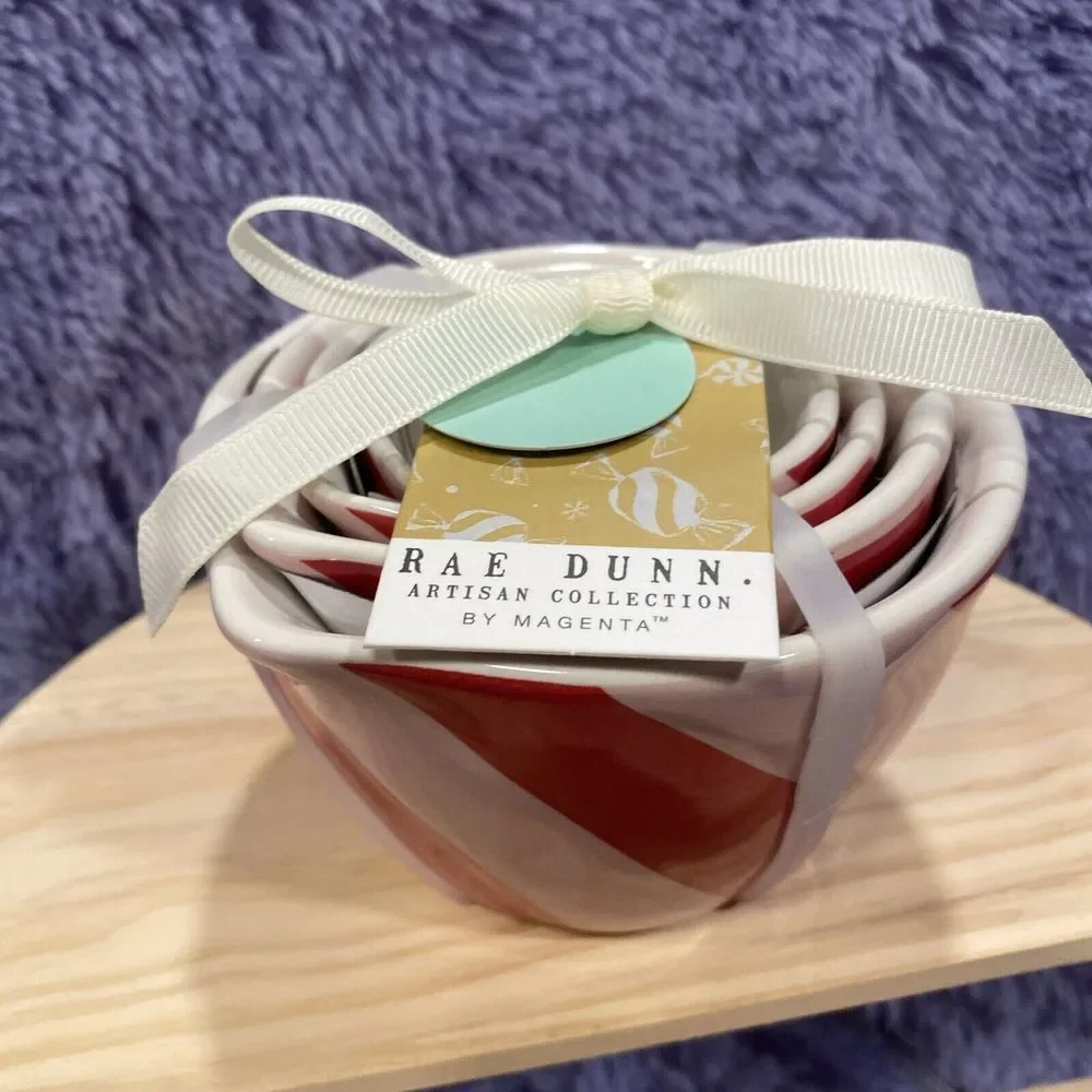 RARE 2024 Rae Dunn‎ Pink Candy Cane Christmas Measuring Cups, NEW!